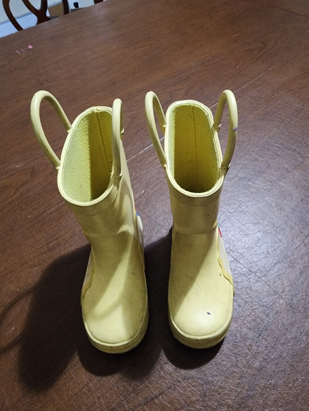 Children's Yellow Rain Boots with Rainbow & Sun - Picture 2 of 8